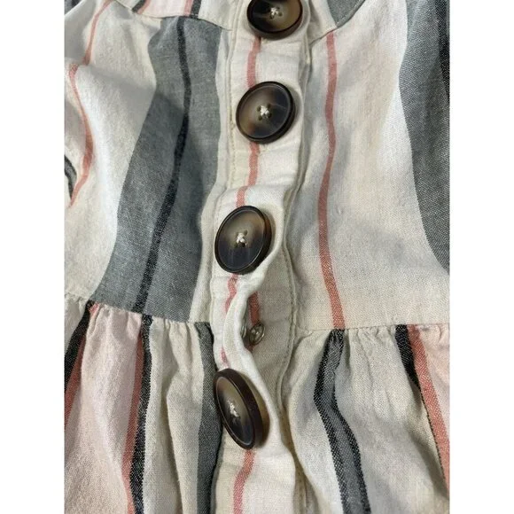 Shyanne Womens Sm Western Sundress Mini Linen Adjustable Straps Button Down - Picture 9 of 16